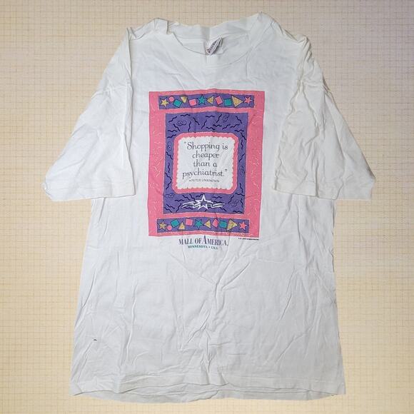 Vintage Hanes Women's Large Mall of America Graphic T-Shirt White Short Sleeve - Picture 1 of 7